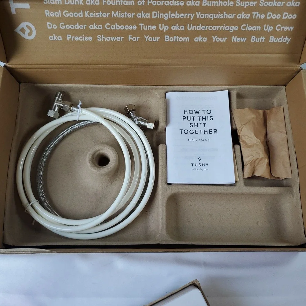 TUSHY Spa 3.0 Warm Water Bidet Toilet Seat Attachment – White w/ GOLD Knobs